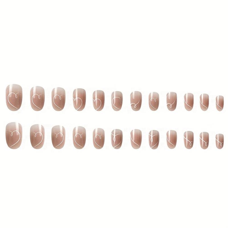 24pcs Reusable Oval Nude Pink Press On Nails for Weddings