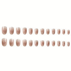 24pcs Reusable Oval Nude Pink Press On Nails for Weddings