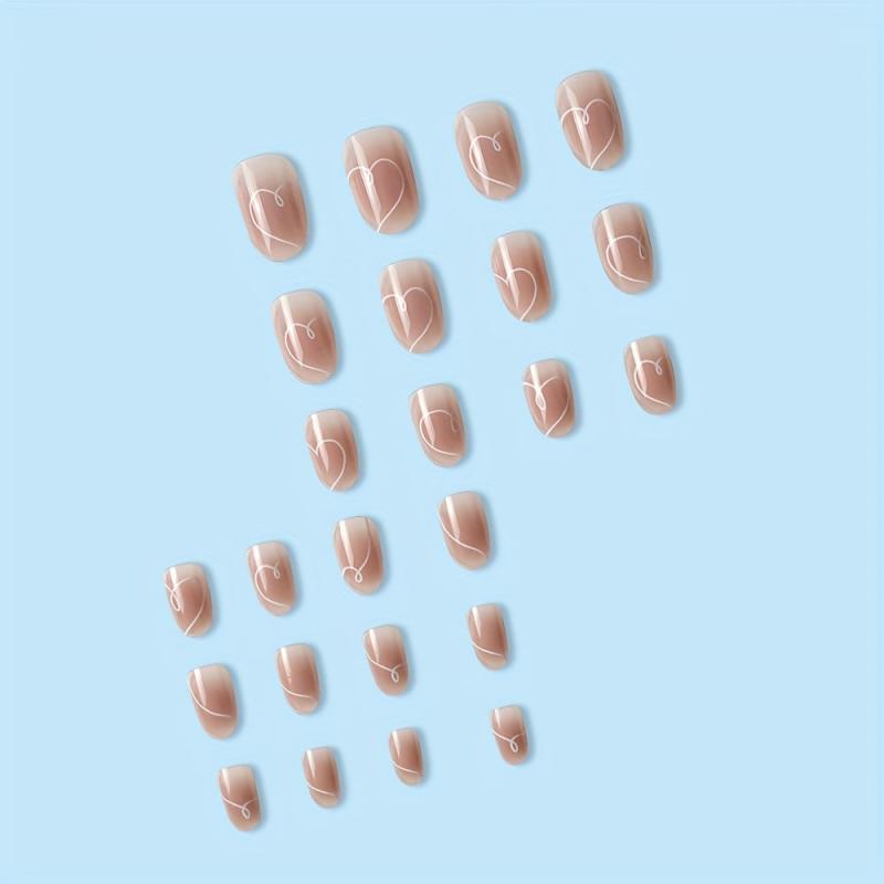 24pcs Reusable Oval Nude Pink Press On Nails for Weddings