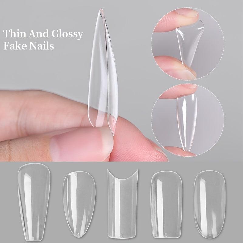 120 pcs Full Cover Square Oval False Nail Tips Natural Look Manicure Tools