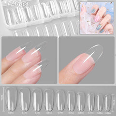 120 pcs Full Cover Square Oval False Nail Tips Natural Look Manicure Tools