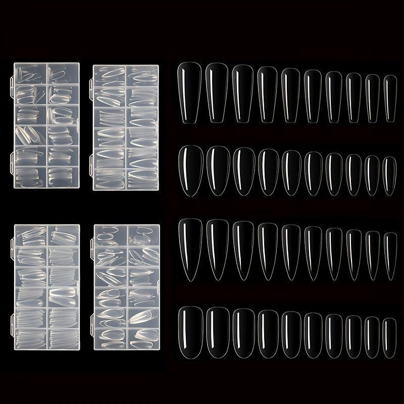 120 pcs Full Cover Square Oval False Nail Tips Natural Look Manicure Tools