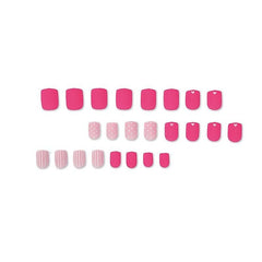 Glossy Coffin Pink Spot Press On Nails for Women