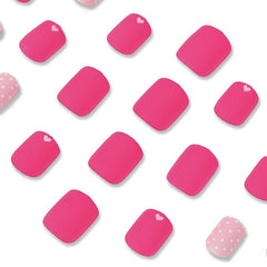 Glossy Coffin Pink Spot Press On Nails for Women