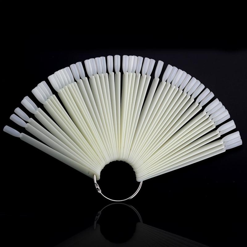 50 Pcs Natural Nail Sticks Display Board with Metal Ring Holder
