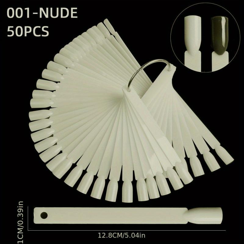 50 Pcs Natural Nail Sticks Display Board with Metal Ring Holder