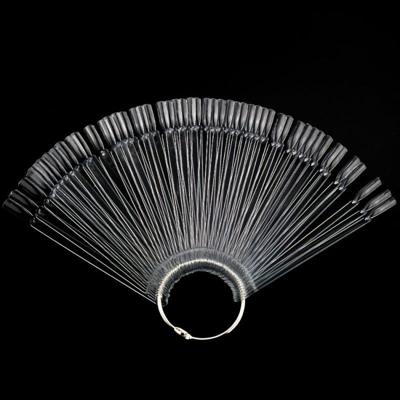 50 Pcs Natural Nail Sticks Display Board with Metal Ring Holder