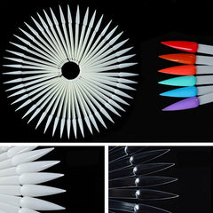 50 Pcs Natural Nail Sticks Display Board with Metal Ring Holder