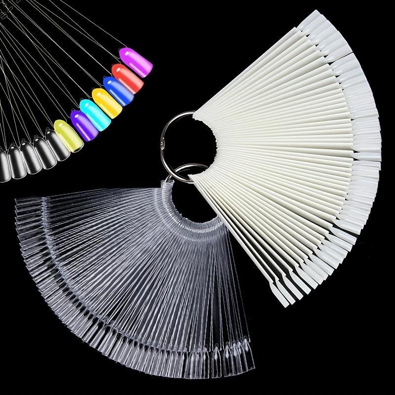 50 Pcs Natural Nail Sticks Display Board with Metal Ring Holder