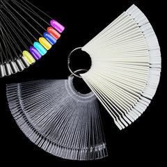50 Pcs Natural Nail Sticks Display Board with Metal Ring Holder