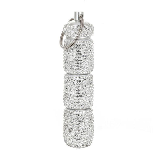 Bling Pill Case Travel Container Rhinestone Waterproof Small Holder Keychain