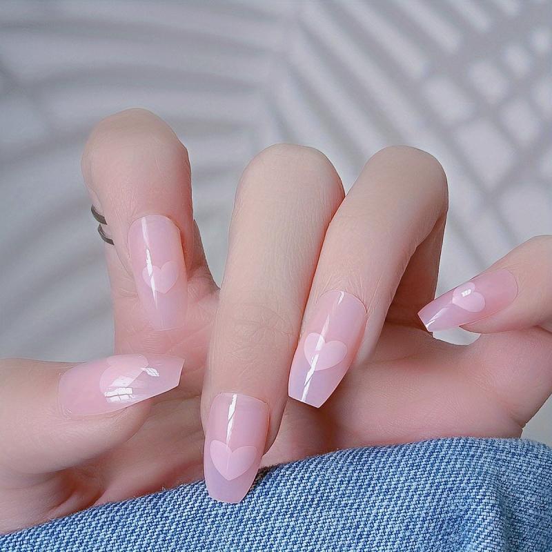 24pcs Pink Gradient Acrylic Nail Kits with Glue and Nail File