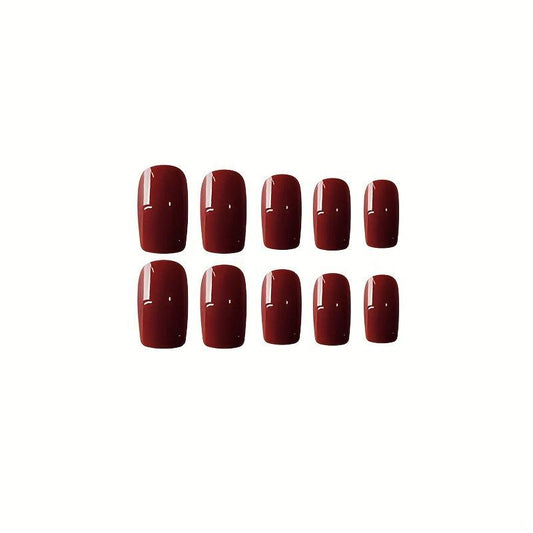 24pcs Wine Red Press On Nails Full Cover False Nails