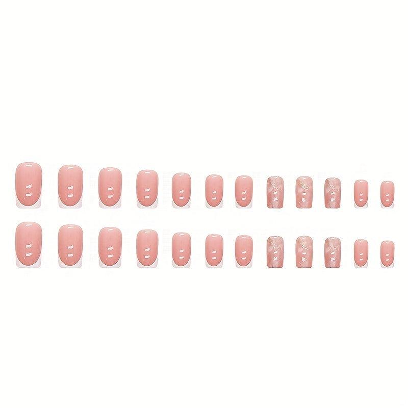 Glitter French Press On Nails Short Pink Y2K Summer