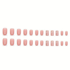 Glitter French Press On Nails Short Pink Y2K Summer
