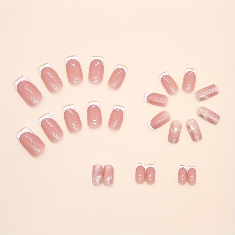 Glitter French Press On Nails Short Pink Y2K Summer