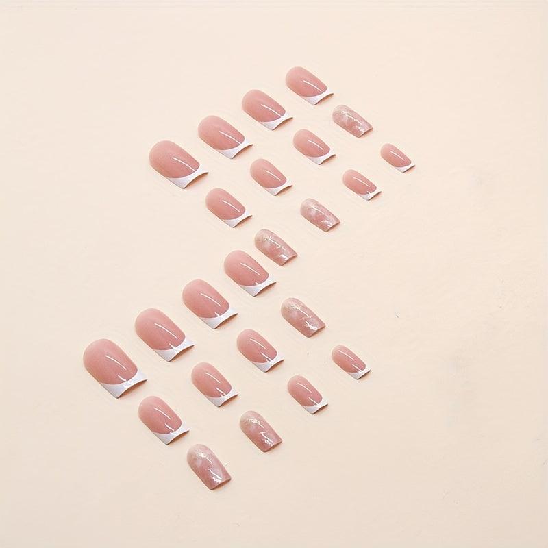 Glitter French Press On Nails Short Pink Y2K Summer