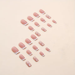 Glitter French Press On Nails Short Pink Y2K Summer