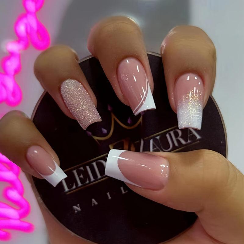 Glittery Pink Press On Nails for Women and Girls
