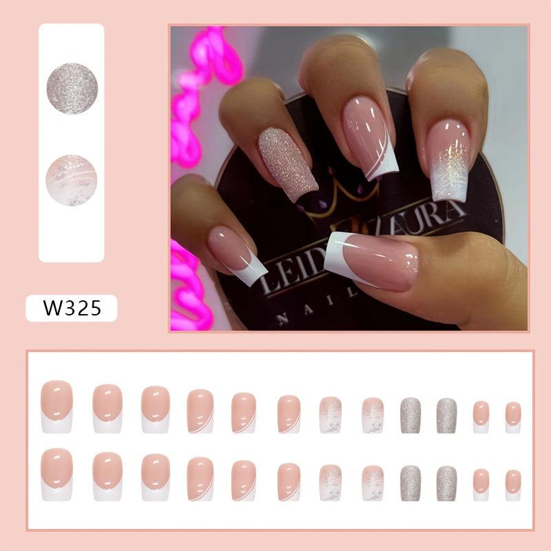 Glittery Pink Press On Nails for Women and Girls