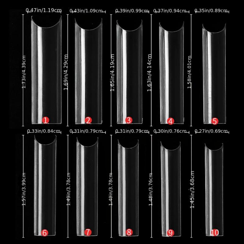 500 Pcs Extra Long C Pipe Style Acrylic Nail Art Tips