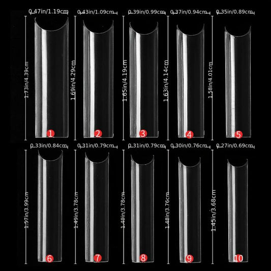 500 Pcs Extra Long C Pipe Style Acrylic Nail Art Tips