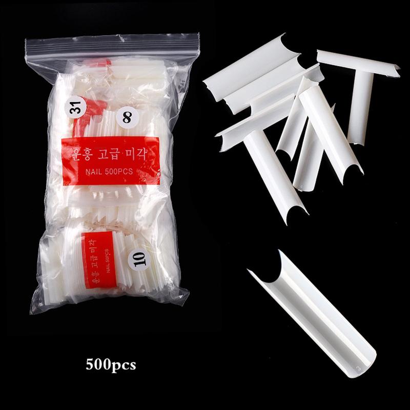 500 Pcs Extra Long C Pipe Style Acrylic Nail Art Tips