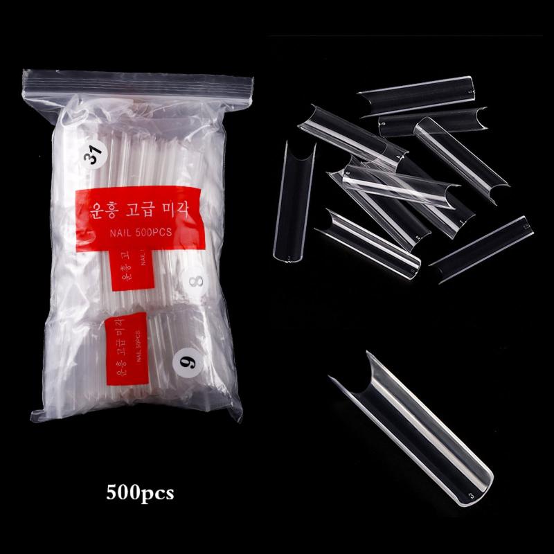 500 Pcs Extra Long C Pipe Style Acrylic Nail Art Tips