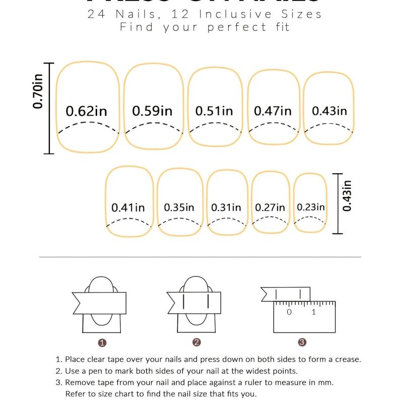 24pcs Short Square Press On Nails Easy to Apply and Remove