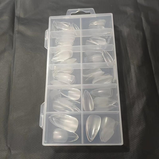 120pcs Soft Gel Nail Tips Half Matte Clear Short Almond Shaped False Nail Tips