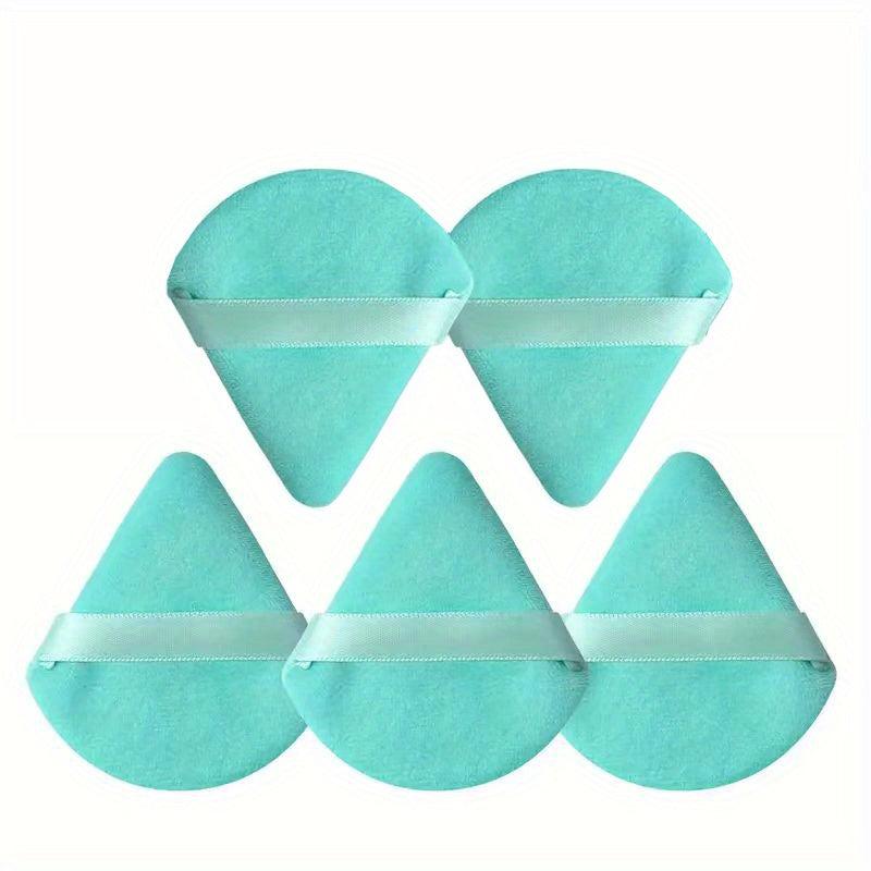 5pcs Loose Powder Puff Triangle Band Handle Sponge Puff for Face Corners