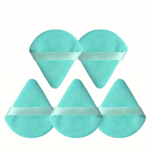 5pcs Loose Powder Puff Triangle Band Handle Sponge Puff for Face Corners