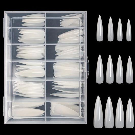 120PCS Natural Extra Long Stiletto False Nail Tips with Box