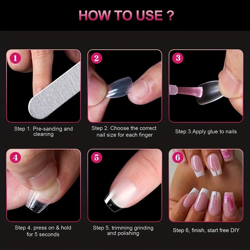 240pcs Soft Gel Nail Tips Pre Shaped Half Matte for DIY Nail Extensions