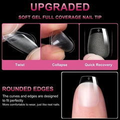 240pcs Soft Gel Nail Tips Pre Shaped Half Matte for DIY Nail Extensions
