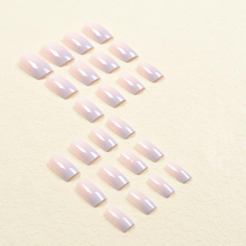 24pcs Purple Pink Gradient Press On Nails French Tips Acrylic Nail