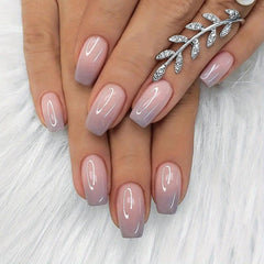 24pcs Purple Pink Gradient Press On Nails French Tips Acrylic Nail