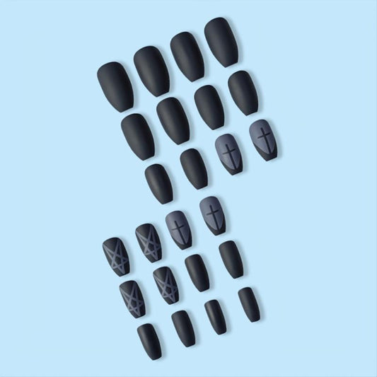24 pcs Dark Acrylic Full Cover False Nails Easy to Apply Press On