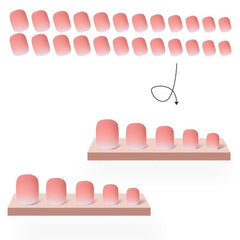 24pcs Pink Gradient Press On Nails Easy to Apply Long Lasting