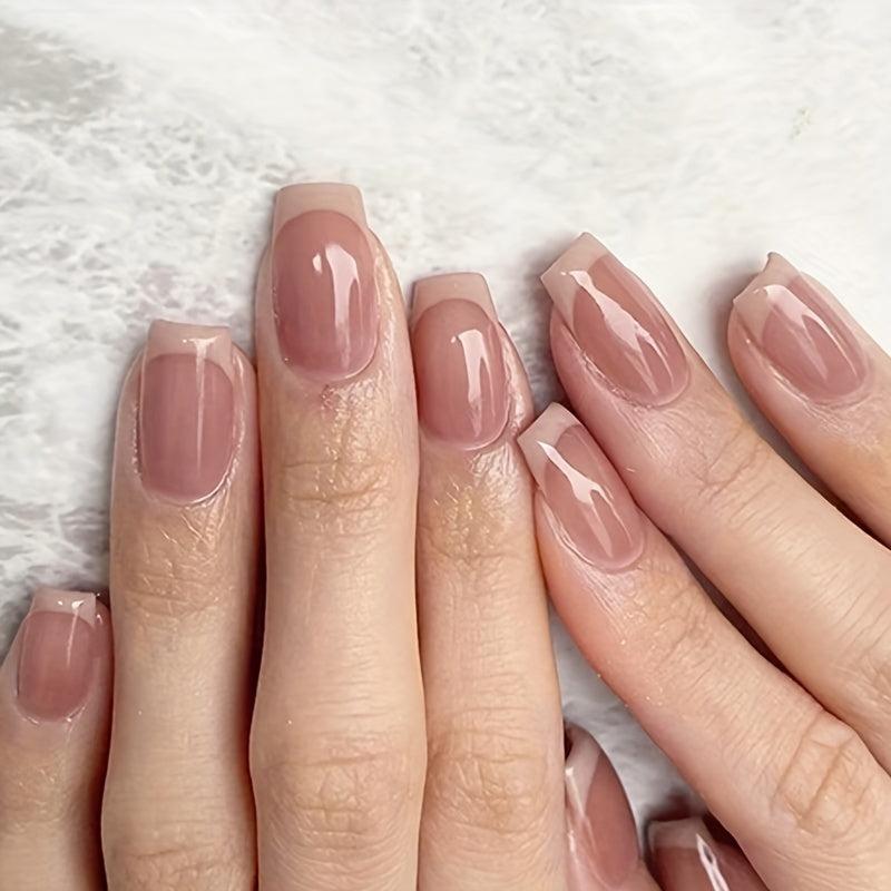 Y2K Pink Press On Nails Glossy Acrylic Square False Nails