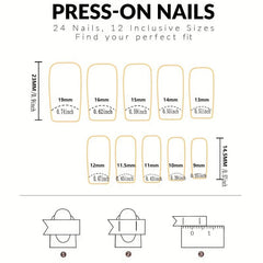 24pcs Pink Gradient Press On Nails with Glitter and Rhinestone Long Coffin