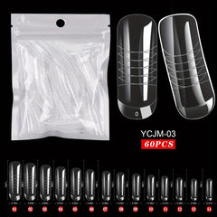 60 pcs Clear Acrylic Nail Extension Forms Full Cover Nail Tips Kit