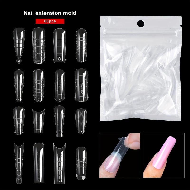 60 pcs Clear Acrylic Nail Extension Forms Full Cover Nail Tips Kit