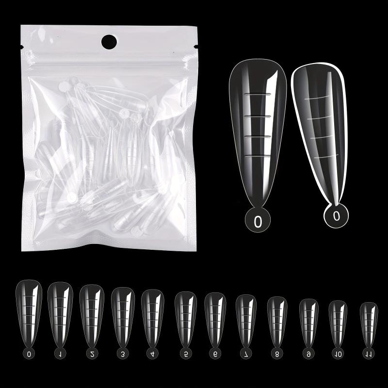 60 pcs Clear Acrylic Nail Extension Forms Full Cover Nail Tips Kit