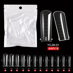 60 pcs Clear Acrylic Nail Extension Forms Full Cover Nail Tips Kit