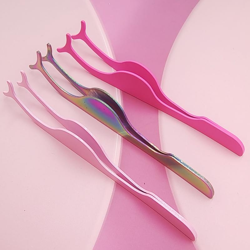 Lash Tweezers Pink Rose Red Beauty Eye Lash Makeup Tools