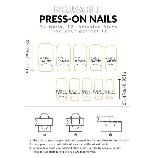 Green Glossy False Nails Square Press On Medium 24pcs