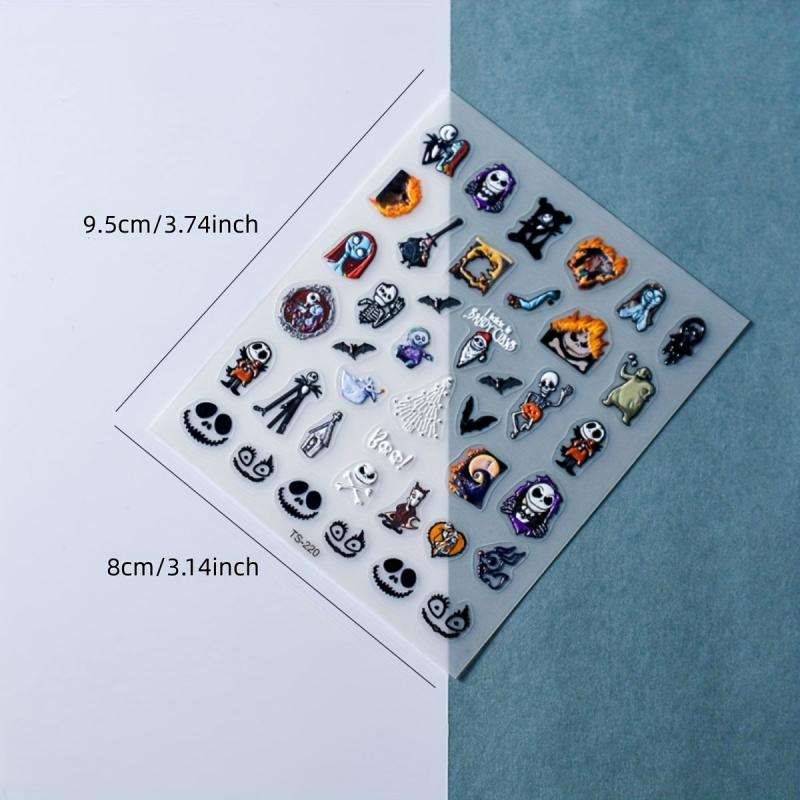 5D Embossed Halloween Skull Puppet Nail Decals