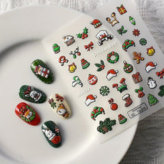 5D Embossed Halloween Skull Puppet Nail Decals