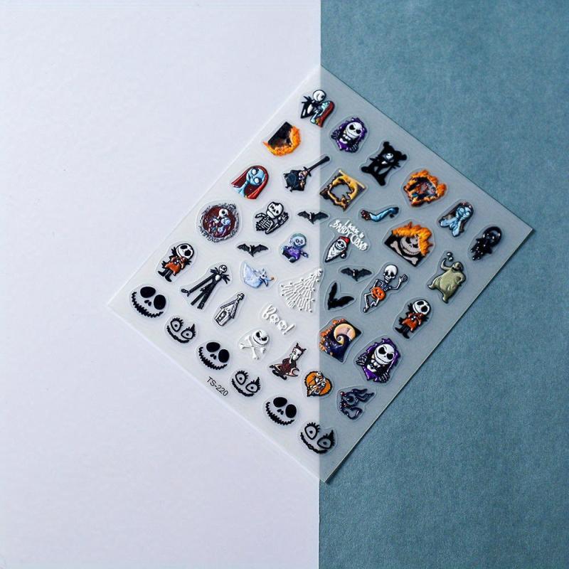 5D Embossed Halloween Skull Puppet Nail Decals